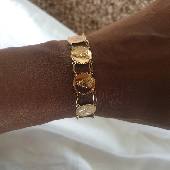 Saints Medal Bracelet 14K Yellow Gold Bracelet - Picture 3 of 4